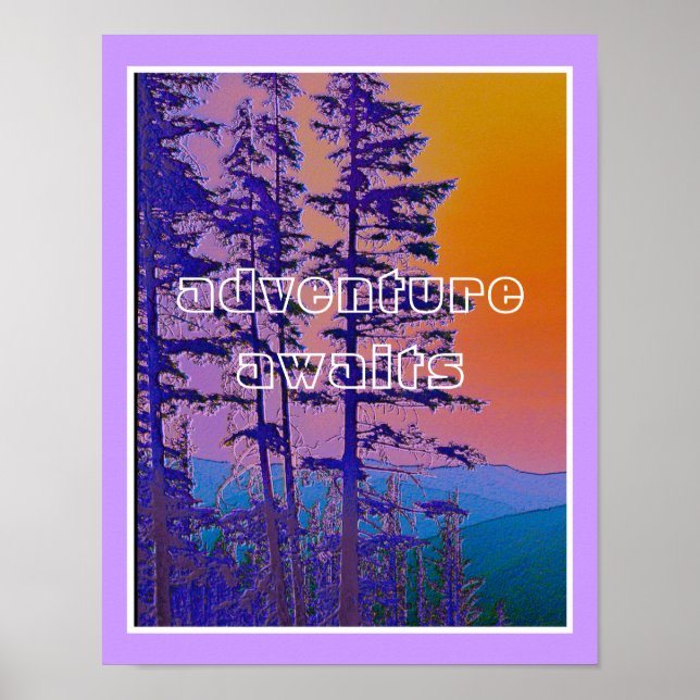 mountain scene  adventure awaits text quote poster (Front)