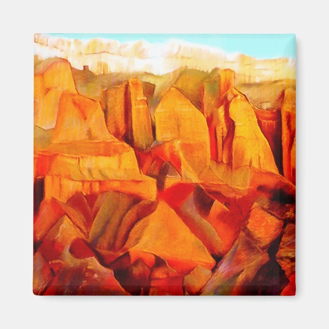 Mountain Scene at Sunset Painting Magnet (Front)