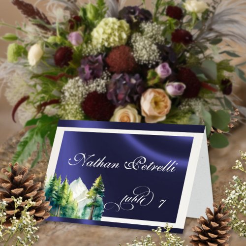 Mountain Scene - Blue Place Card