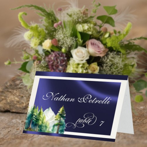 Mountain Scene - Blue Place Card
