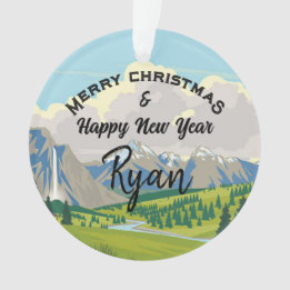 Mountain Scene Country Reversible Add a Name Ornament