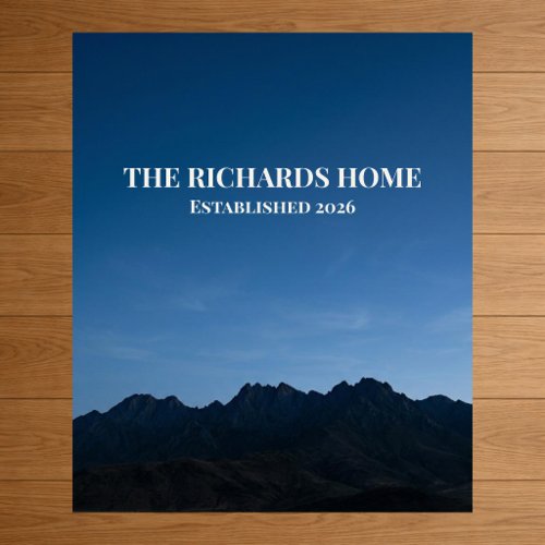 Mountain Scene Custom Family Name Established Poster
