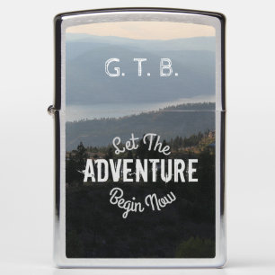 Mountain Scene Let The ADVENTURE Begin Now Zippo Lighter