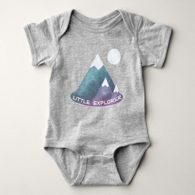 Mountain Scene Little Explorer Baby Bodysuit (Front)