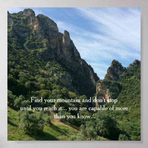 Mountain Scene With Inspirational Quote Poster