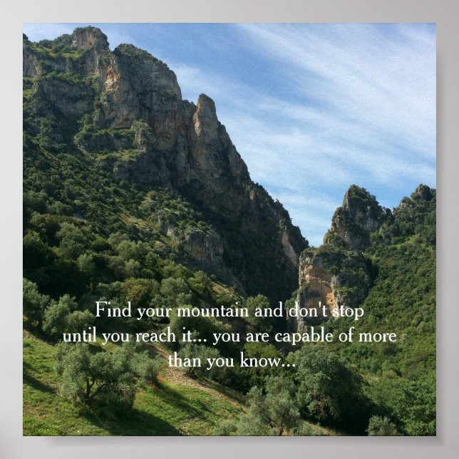 Mountain Scene With Inspirational Quote Poster (Front)