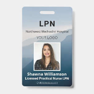 Mountain Scenery Employee ID Badge with Bar Code