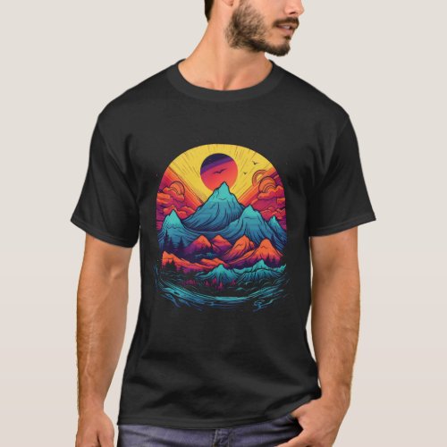 Mountain Scenery Nature Hiker Camping Scouting T_Shirt