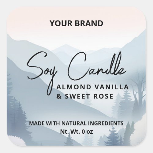 Mountain Scenery Soy Candle Product Labels
