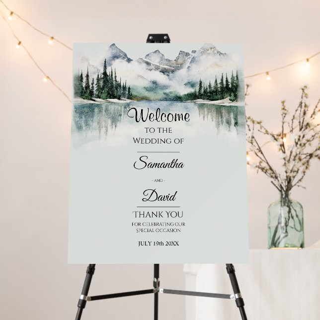 Mountain Scenery Wedding Welcome Foam Board (In Situ (Stand))
