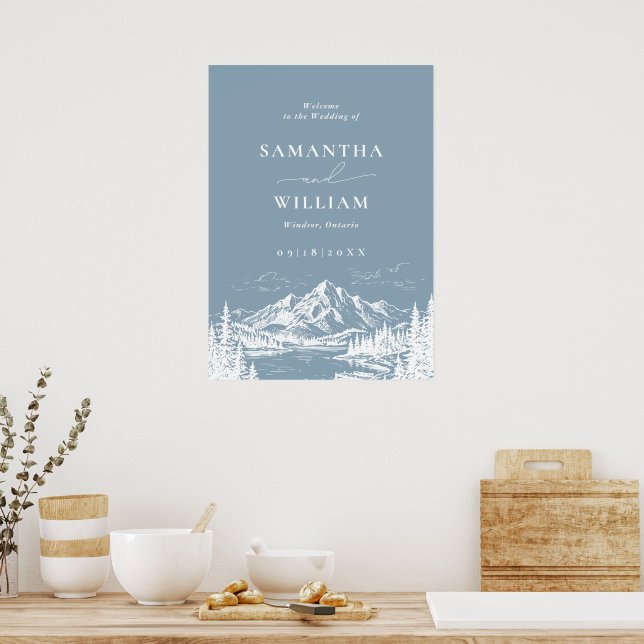 Mountain Scenery Wedding Welcome sign (Kitchen)