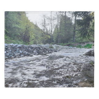 Mountain Scenic Autumn River - Wild Nature Romania Duvet Cover