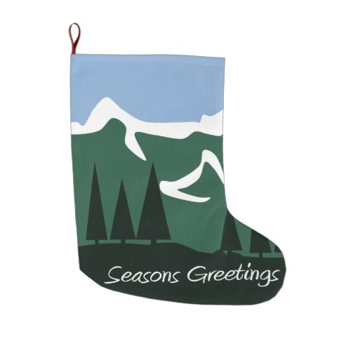 Mountain Seasons Greetings Large Christmas Stocking