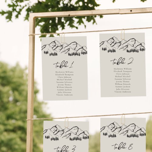 Mountain Seating Chart Card Pine Tree Outdoor