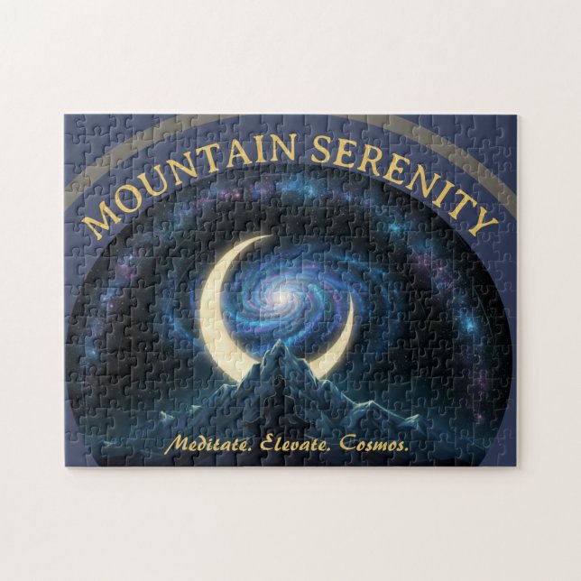 Mountain Serenity Cosmic Meditation, Crescent Moon Jigsaw Puzzle (Horizontal)