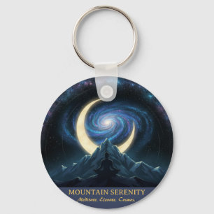 Mountain Serenity Cosmic Meditation, Crescent Moon Keychain