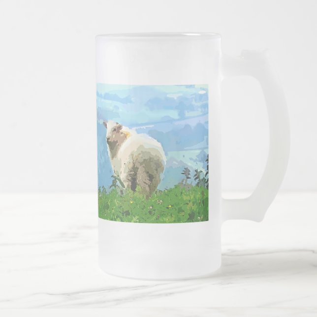 MOUNTAIN SHEEP FROSTED GLASS BEER MUG (Right)