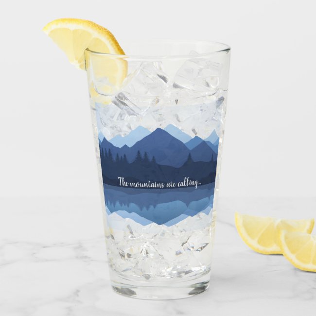 Mountain Silhouette Design Drinking Glass