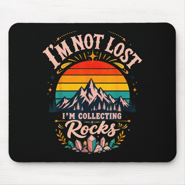 Mountain silhouette retro sunset adventure design  mouse pad (Front)