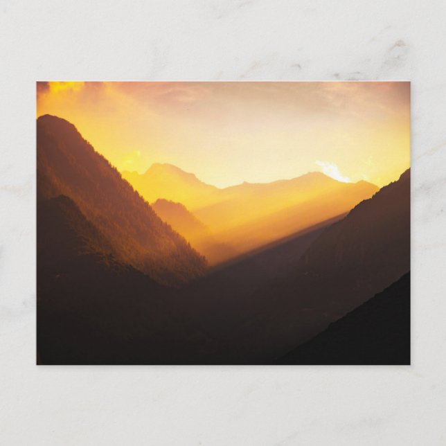 Mountain Silhouettes Sunset Beautiful Nature Postcard (Front)