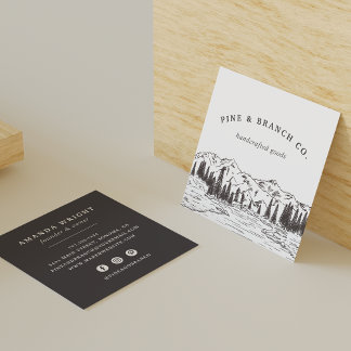 Mountain Sketch Logo Square Business Card