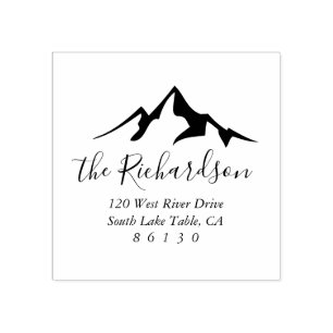 Mountain Sketch New Home Return Address Rubber Stamp