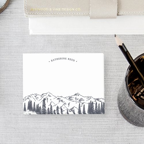 Mountain Sketch Personalized Post_it Notes