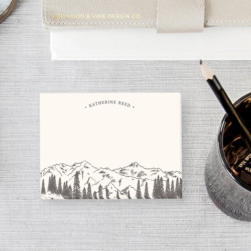 Mountain Sketch Personalized Post_it Notes