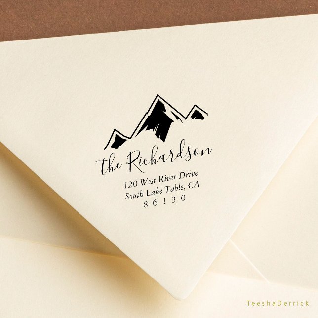 Mountain Sketch Return Address Self-inking Rubber Stamp (Modern Rustic Mountain Sketch Return Address Rubber Stamp )