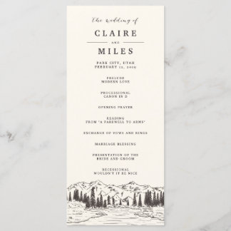 Mountain Sketch Wedding Ceremony Program