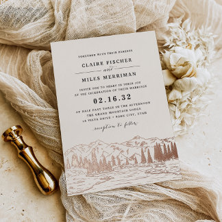 Mountain Sketch Wedding Foil Invitation