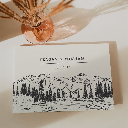 Mountain Sketch Wedding Guest Book