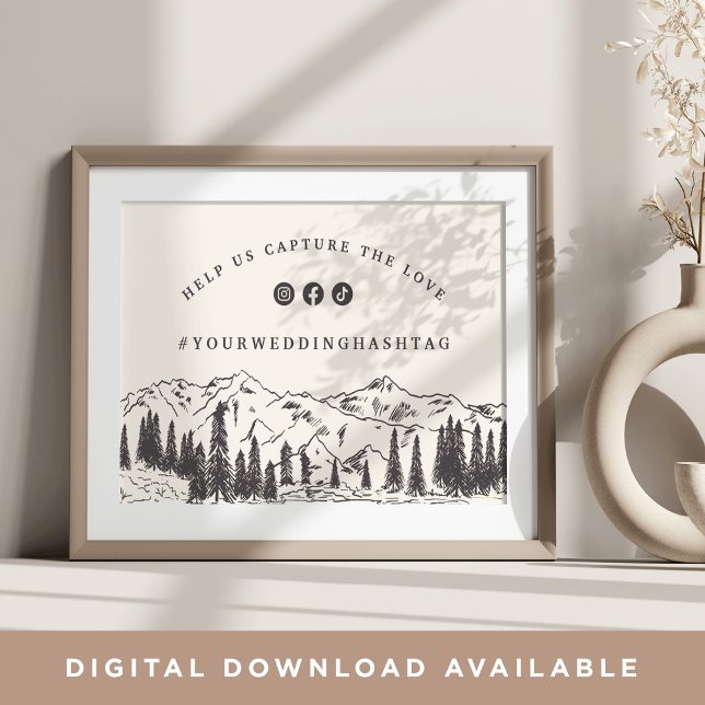 Mountain Sketch Wedding Hashtag Sign (Creator Uploaded)