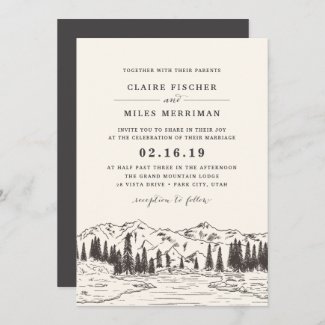 Mountain Sketch Wedding Invitation