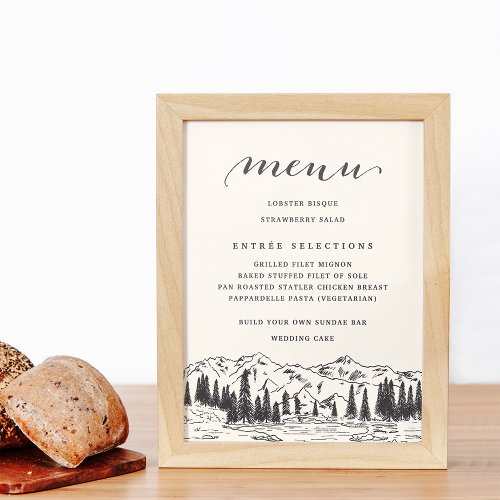 Mountain Sketch Wedding Menu Sign