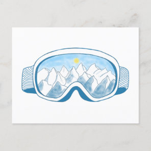 Mountain Ski Goggles   Holiday Postcard