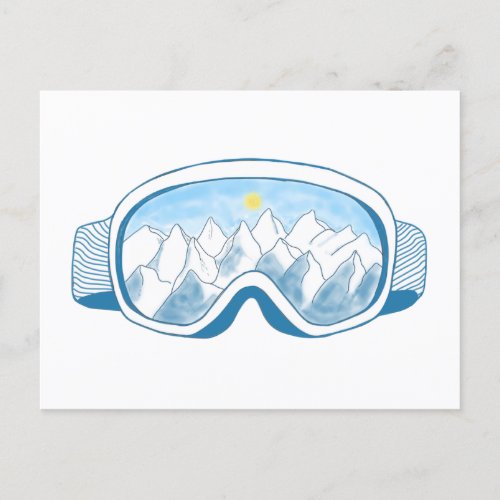Mountain Ski Goggles   Holiday Postcard