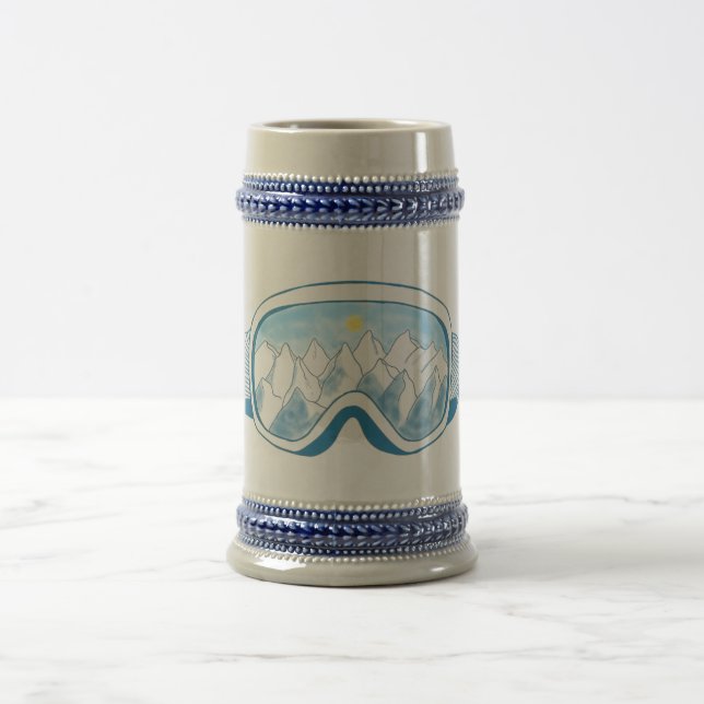 Mountain Ski Goggles Illustration  Beer Stein (Center)