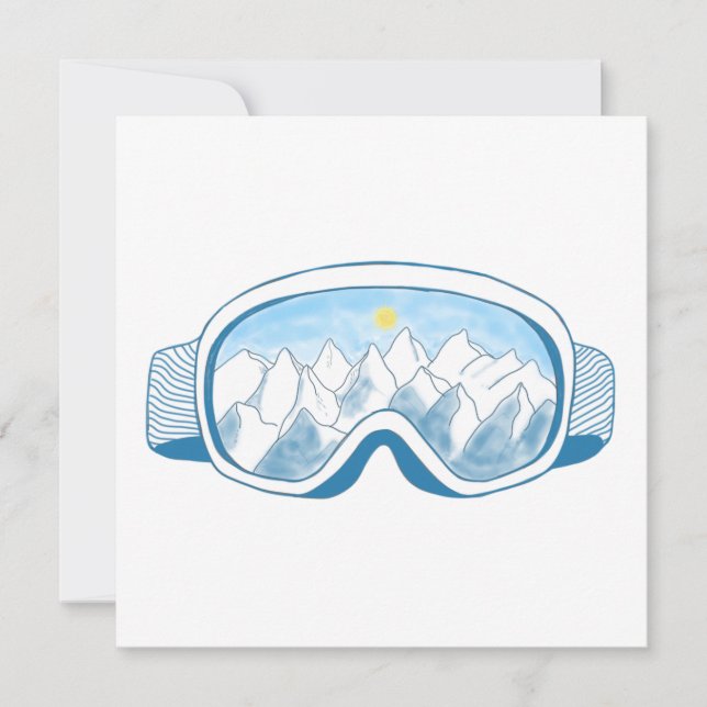 Mountain Ski Goggles Illustration  Card (Front)