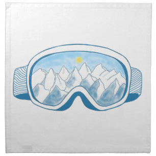 Mountain Ski Goggles Illustration Cloth Napkin