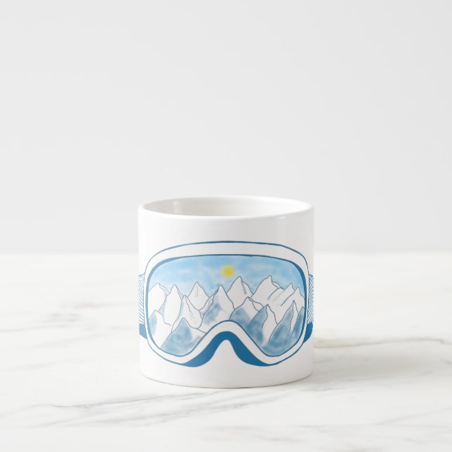 Mountain Ski Goggles Illustration  Espresso Cup (Front)