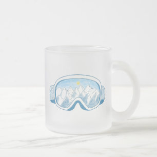 Mountain Ski Goggles Illustration Frosted Glass Coffee Mug
