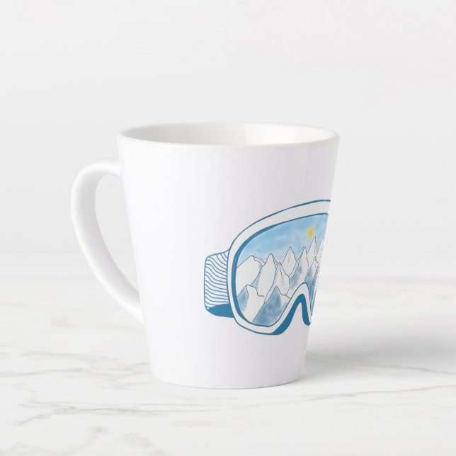 Mountain Ski Goggles Illustration  Latte Mug (Left Angle)