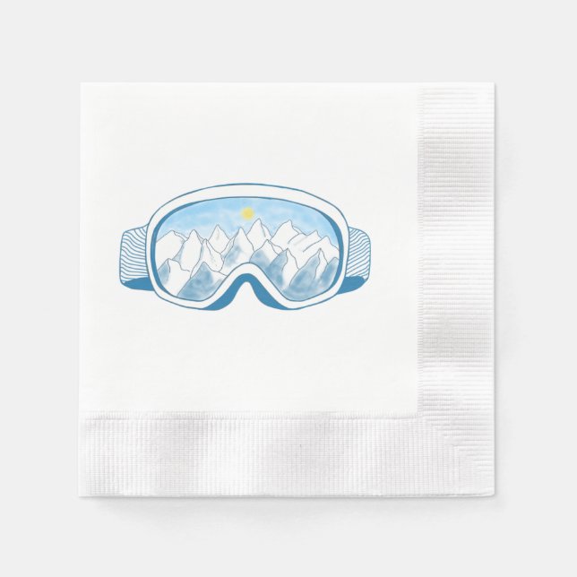 Mountain Ski Goggles Illustration  Napkins (Front)
