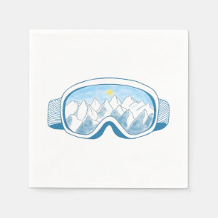 Mountain Ski Goggles Illustration Napkins
