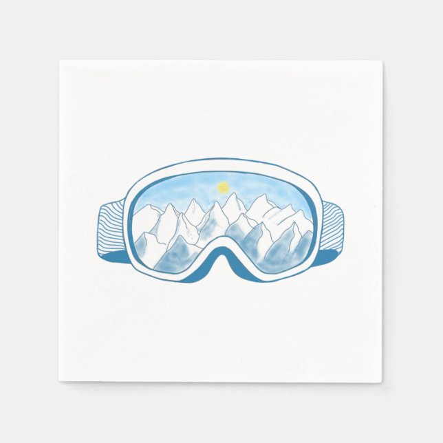 Mountain Ski Goggles Illustration  Napkins (Front)