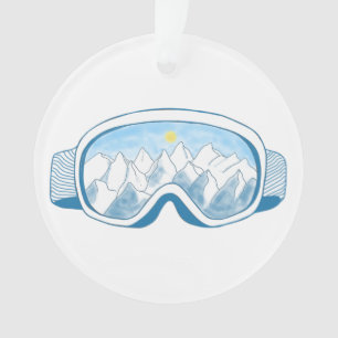 Mountain Ski Goggles Illustration  Ornament