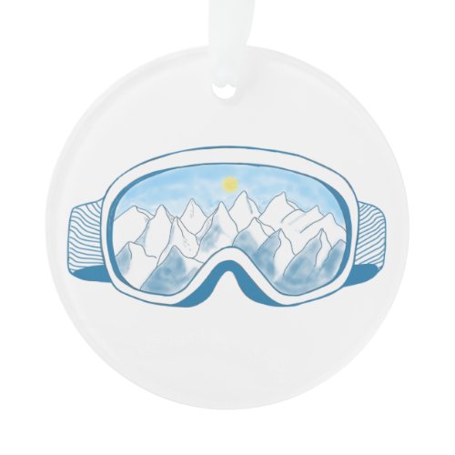 Mountain Ski Goggles Illustration  Ornament