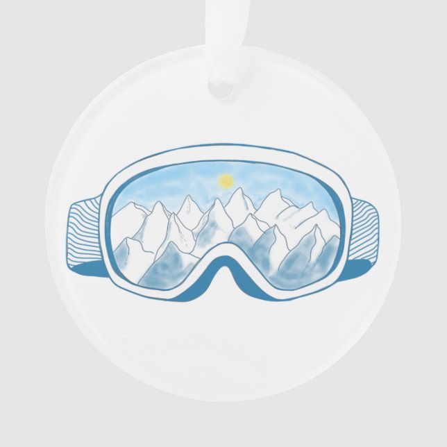 Mountain Ski Goggles Illustration  Ornament (Front)