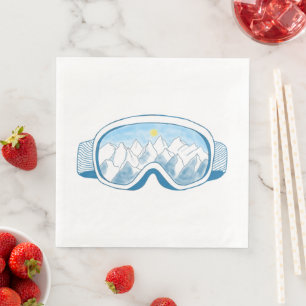 Mountain Ski Goggles Illustration Paper Dinner Napkins